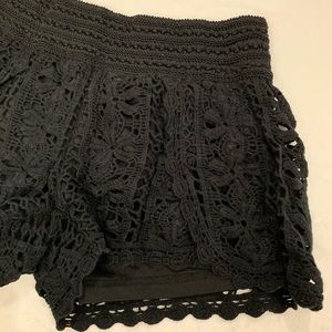 Crochet Black Two layered Shorts SZ Small